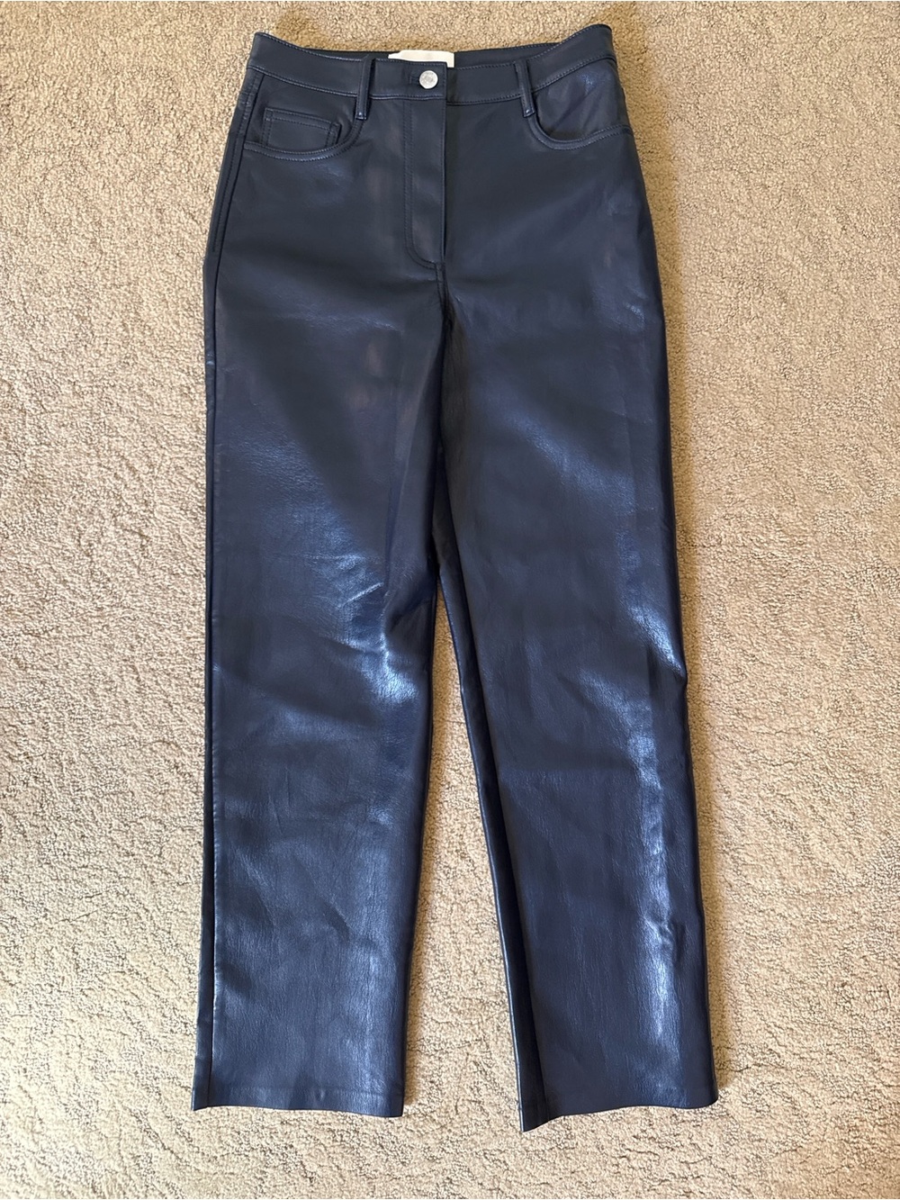 Aritzia High-Rise Black Faux Leather Straight-Leg Pants